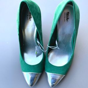 Green and Silver High Heels